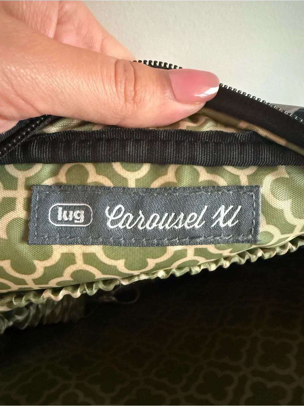 lug Quilted Crossbody Bag in Black with Green and Red Tropical Print